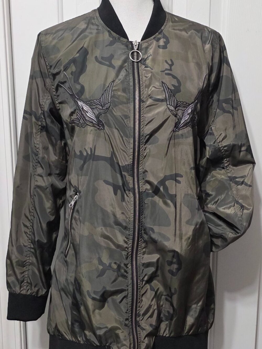 Embroidered Camo Bomber Jacket, Women's Large, Rock & Republic